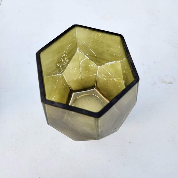 Beautiful Vintage Green Hexagon Vase Terrarium Decor Mid Century Modern Rustic F - Picture 11 of 16